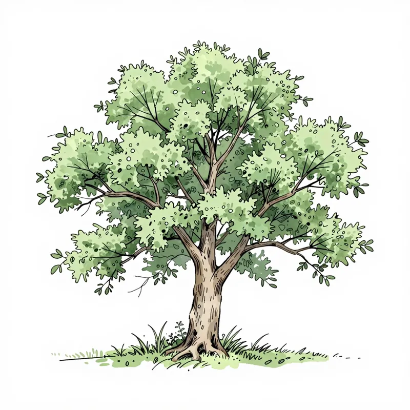 Baum mit Totholz vor der Aufarbeitung